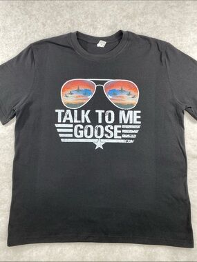 Talk To Me Goose Black Graphic T-Shirt